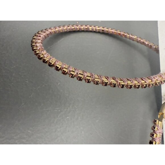 Urban Outfitters Large Oval 3" Hoop Pink rhinestone pierced Earrings - Picture 3 of 4